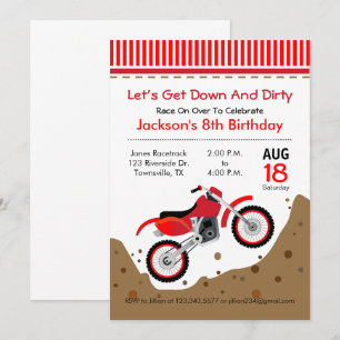 Invitación de cumpleaños para fiesta de moto de cr