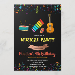 Invitación de cumpleaños para fiesta de música