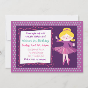 Invitación de cumpleaños para fiesta de niños bail