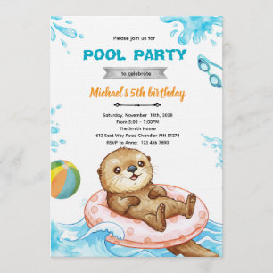 Invitación de cumpleaños para fiesta de nutrias en