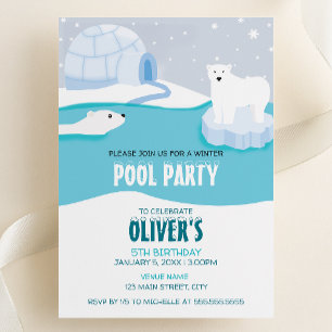 Invitación de cumpleaños para fiesta de osos polar