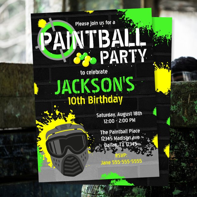 Invitación de cumpleaños para fiesta de paintball  (Subido por el creador)