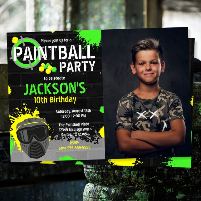 Invitación de cumpleaños para fiesta de paintball  (Subido por el creador)