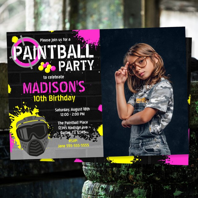 Invitación de cumpleaños para fiesta de paintball  (Subido por el creador)