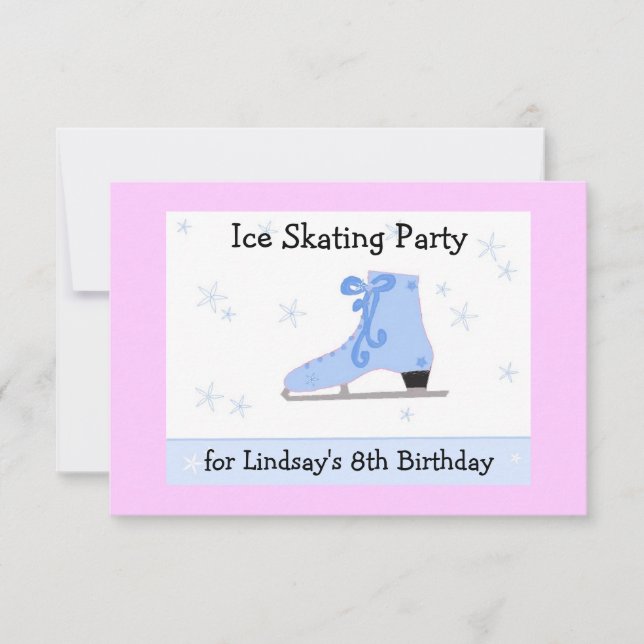 Invitación de cumpleaños para fiesta de patinaje s (Anverso)