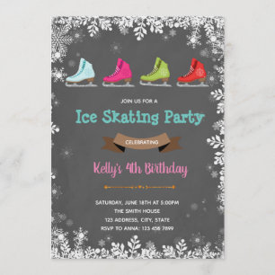 invitación de cumpleaños para fiesta de patinaje s