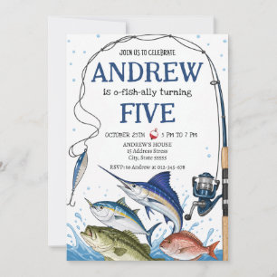 Invitación de cumpleaños para fiesta de pesca pers