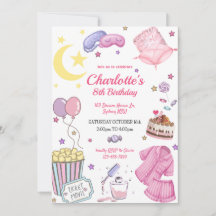 invitación de cumpleaños para fiesta de pijamas