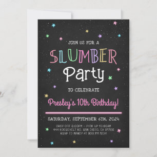 Invitación de cumpleaños para fiesta de pijamas