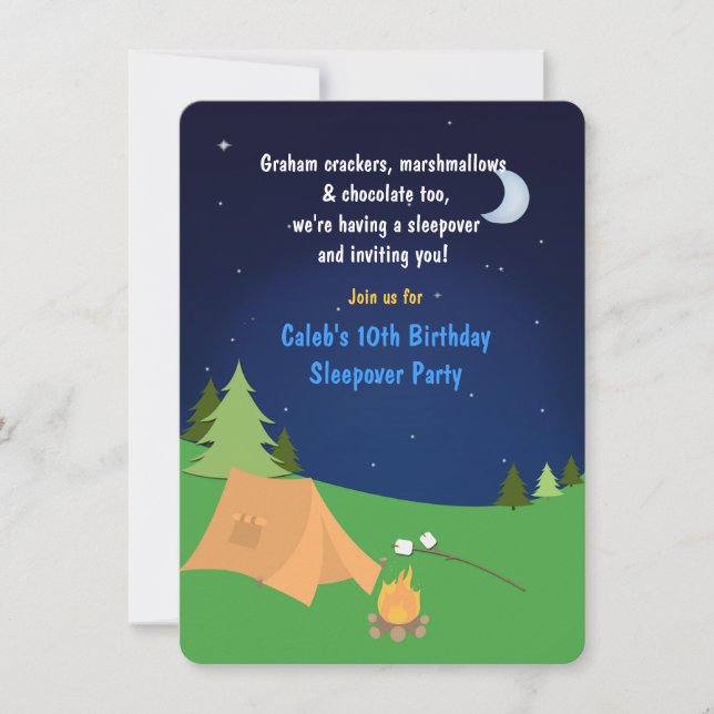 Invitación de cumpleaños para fiesta de pijamas de (Anverso)