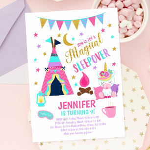 Invitación de cumpleaños para fiesta de pijamas de