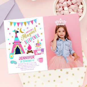 Invitación de cumpleaños para fiesta de pijamas de