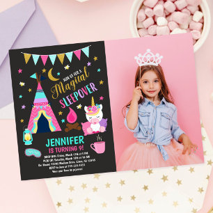 Invitación de cumpleaños para fiesta de pijamas de