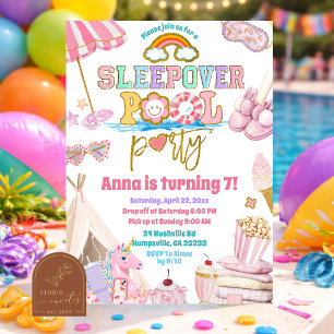Invitación de cumpleaños para fiesta de pijamas en