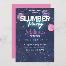 Invitación de cumpleaños para fiesta de pijamas en