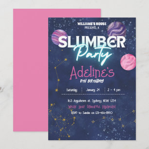 Invitación de cumpleaños para fiesta de pijamas en