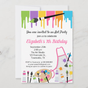 Invitación de cumpleaños para fiesta de pintura