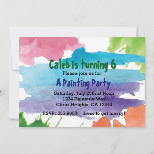 Invitación de cumpleaños para fiesta de pintura a 