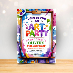 Invitación de cumpleaños para fiesta de pintura de