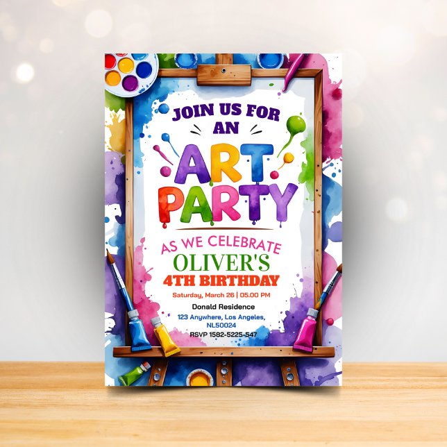 Invitación de cumpleaños para fiesta de pintura de (Subido por el creador)