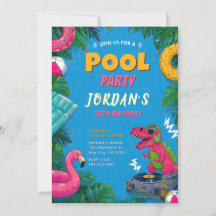 Invitación de cumpleaños para fiesta de piscina co