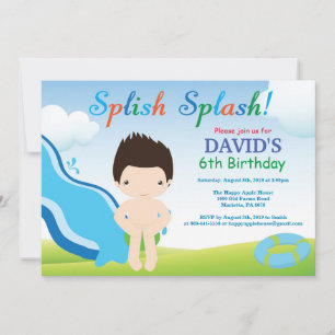 Invitación de cumpleaños para fiesta de piscina co