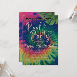 Invitación de cumpleaños para fiesta de piscina co