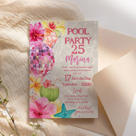 Invitación de cumpleaños para fiesta de piscina co