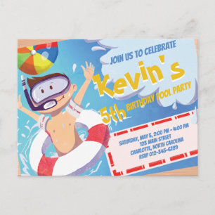 Invitación de cumpleaños para fiesta de piscina de
