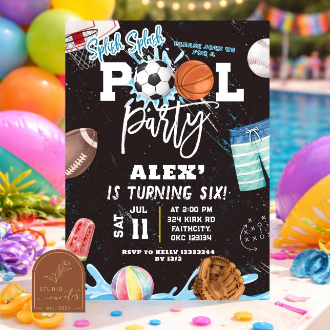 Invitación de cumpleaños para fiesta de piscina de (Subido por el creador)