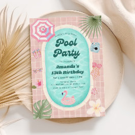 Invitación de cumpleaños para fiesta de piscina de