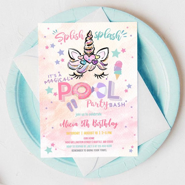 Invitación de cumpleaños para fiesta de piscina de (Subido por el creador)