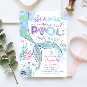 Invitación de cumpleaños para fiesta de piscina de