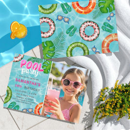 Invitación de cumpleaños para fiesta de piscina de