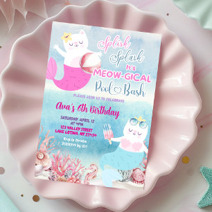 Invitación de cumpleaños para fiesta de piscina de