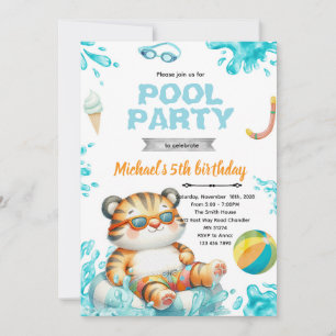 Invitación de cumpleaños para fiesta de piscina de