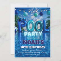 Invitación de cumpleaños para fiesta de piscina de
