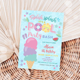 Invitación de cumpleaños para fiesta de piscina di