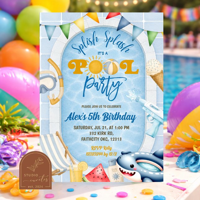 Invitación de cumpleaños para fiesta de piscina pa (Subido por el creador)
