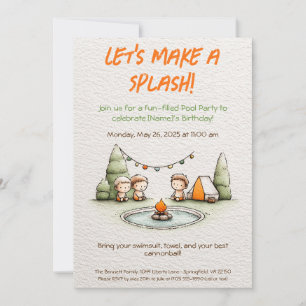 Invitación de cumpleaños para fiesta de piscina pa
