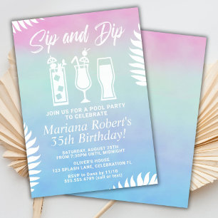 Invitación de cumpleaños para fiesta de piscina Si