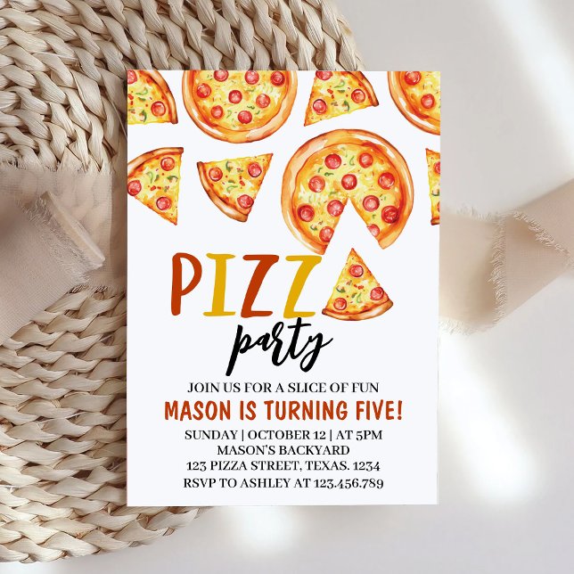 Invitación de cumpleaños para fiesta de pizza (Subido por el creador)