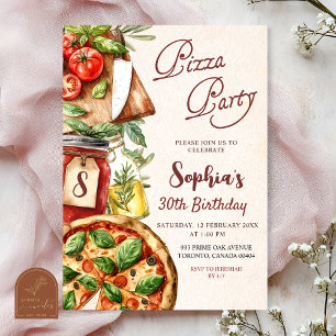Invitación de cumpleaños para fiesta de pizza