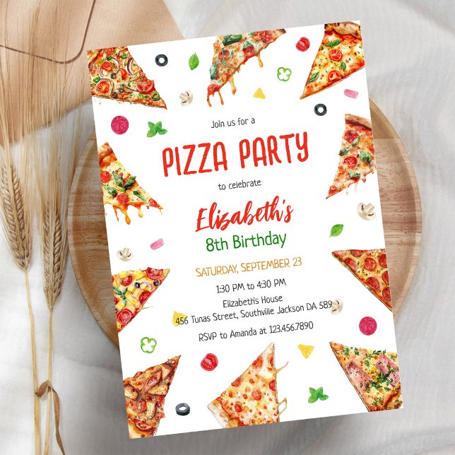 Invitación de cumpleaños para fiesta de pizza (Subido por el creador)