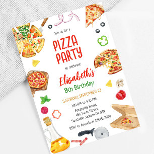 Invitación de cumpleaños para fiesta de pizza
