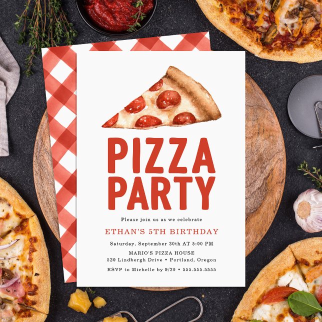 Invitación de cumpleaños para fiesta de pizza con  (Subido por el creador)