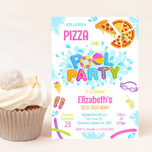 Invitación de cumpleaños para fiesta de pizza en l