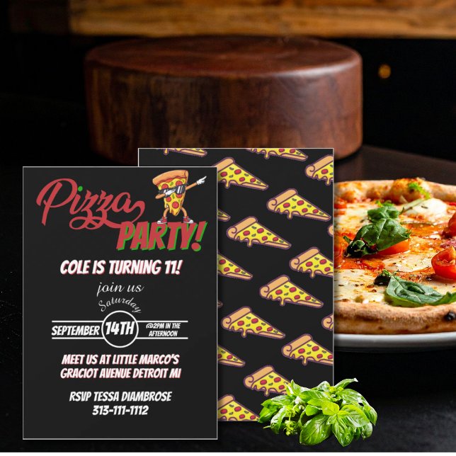 Invitación de cumpleaños para fiesta de pizza | Te (Subido por el creador)