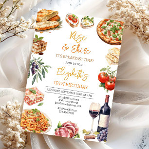 Invitación de cumpleaños para fiesta de pizza y ce