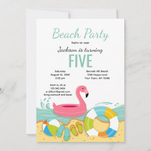 Invitación de cumpleaños para fiesta de playa con 